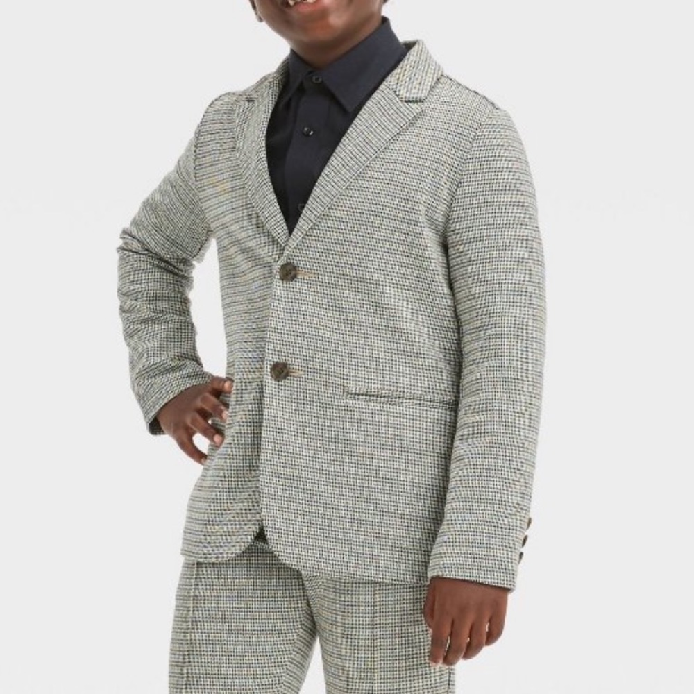 NWT Boys' Houndstooth Knit Blazer - Cat & Jack™ Brown Size 6 Suit Coat